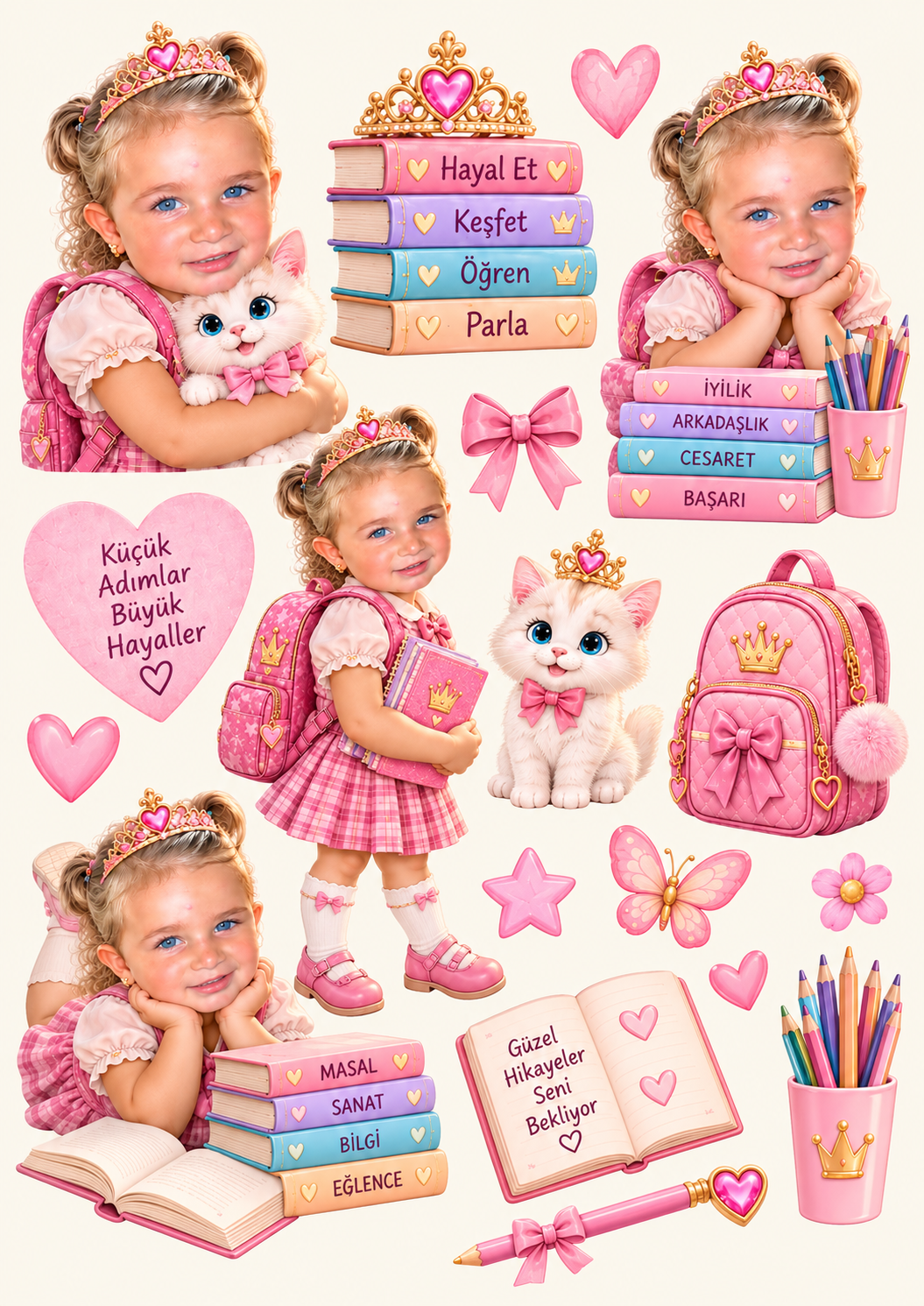 72 KİŞİYE ÖZEL OKUL ETİKETİ + DEFTER + STICKER