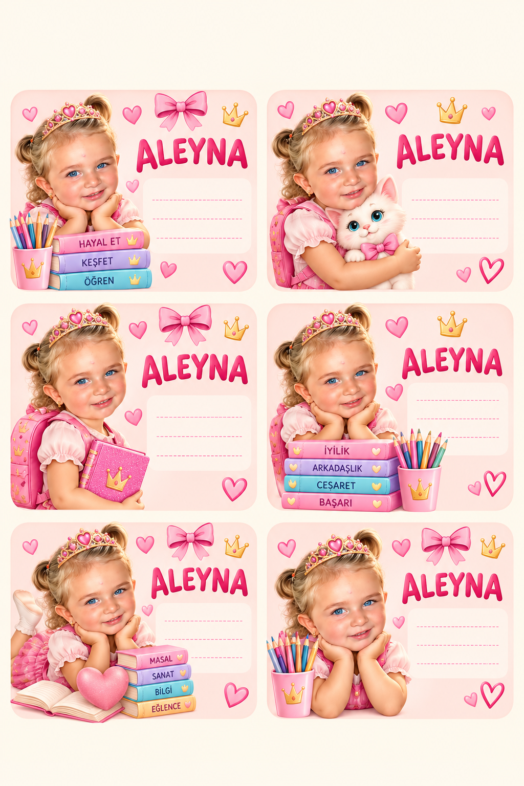 72 KİŞİYE ÖZEL OKUL ETİKETİ + DEFTER + STICKER