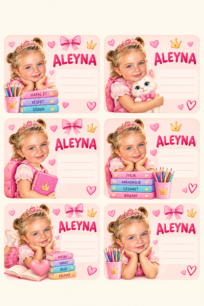 72 KİŞİYE ÖZEL OKUL ETİKETİ + DEFTER + STICKER