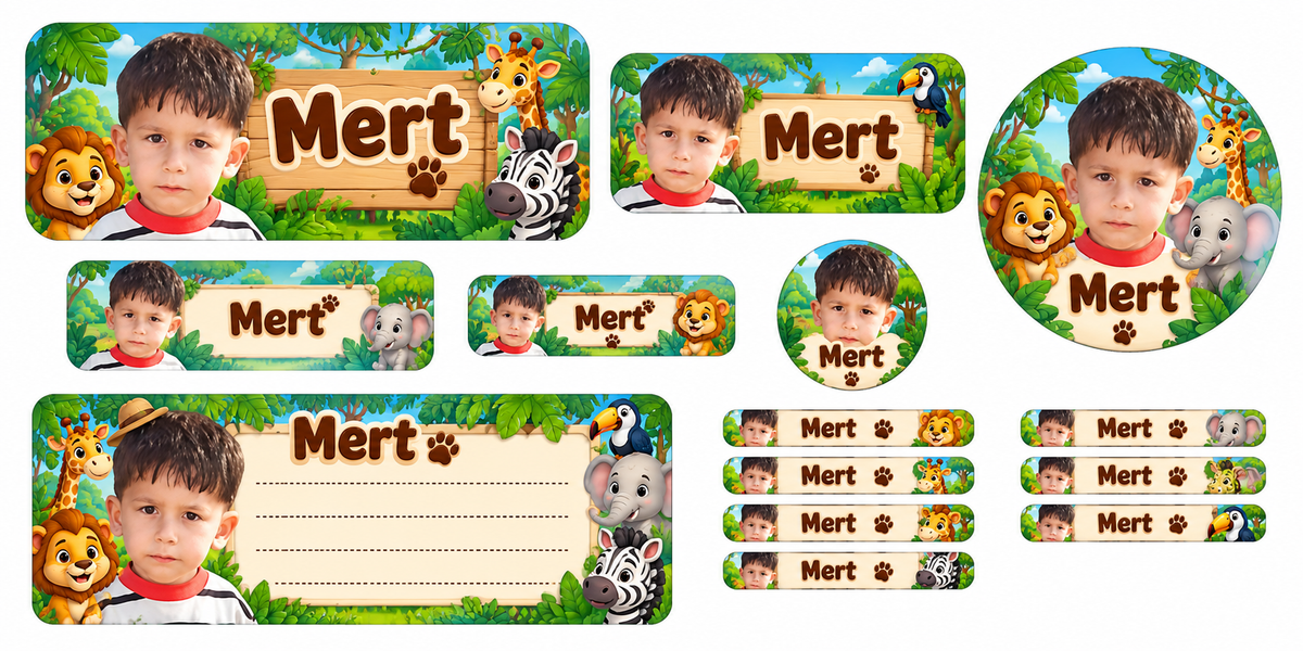 72 KİŞİYE ÖZEL OKUL ETİKETİ + DEFTER + STICKER
